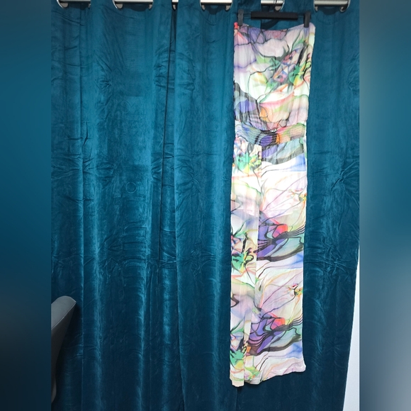 Monique Leshman Sample Piece Colorful Abstract Jumpsuit Silk With Lining Size SM - Picture 2 of 12